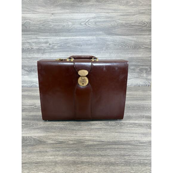 Vintage Tumi Briefcase Attache Brown Leather Combo Lock Hard Shell Portfolio Bag